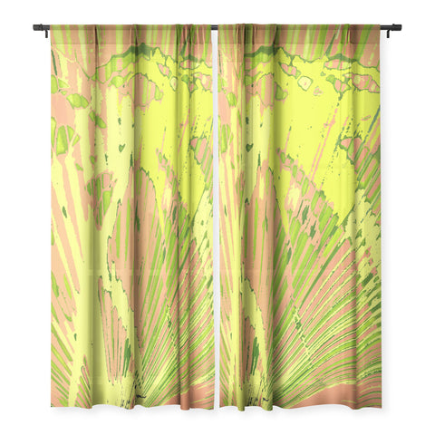 Rosie Brown Orange Palms Sheer Non Repeat