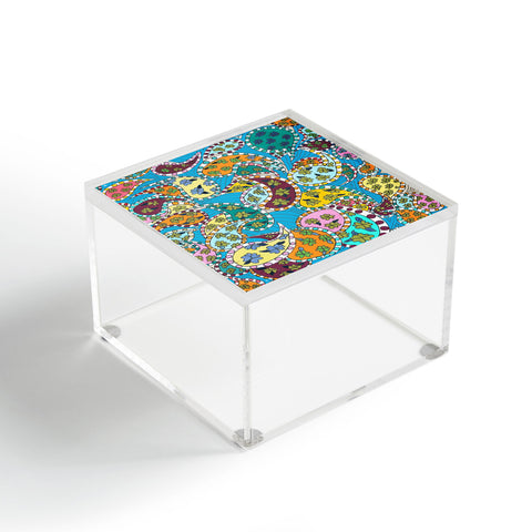 Rosie Brown Painted Paisley Blue Acrylic Box