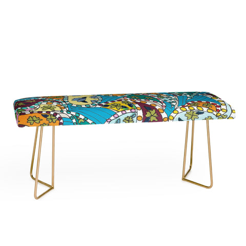 Rosie Brown Painted Paisley Blue Bench
