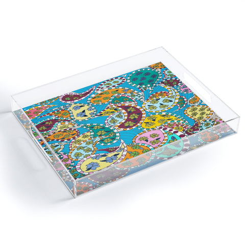 Rosie Brown Painted Paisley Blue Acrylic Tray