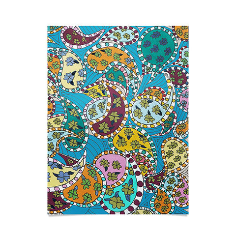 Rosie Brown Painted Paisley Blue Poster