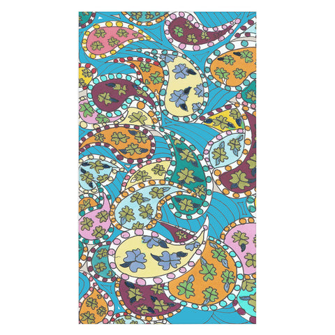 Rosie Brown Painted Paisley Blue Tablecloth