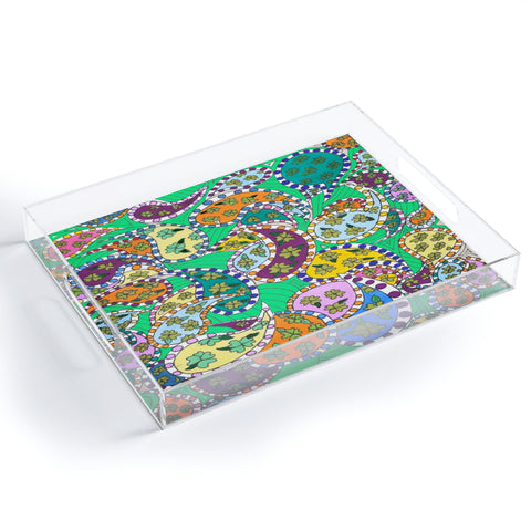 Rosie Brown Painted Paisley Green Acrylic Tray