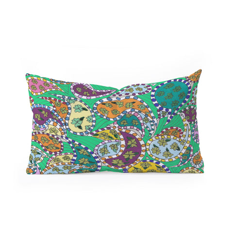 Rosie Brown Painted Paisley Green Oblong Throw Pillow