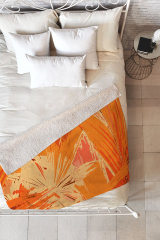 Rosie Brown Palm Explosion Fleece Throw Blanket