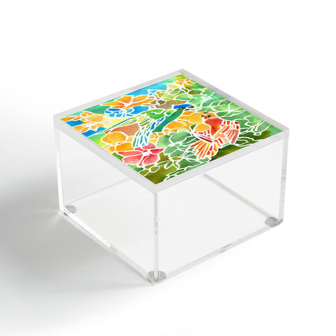 Rosie Brown Parakeets Stain Glass Acrylic Box