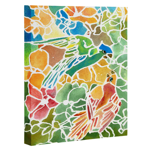 Rosie Brown Parakeets Stain Glass Art Canvas
