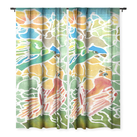 Rosie Brown Parakeets Stain Glass Sheer Non Repeat