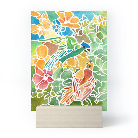 Rosie Brown Parakeets Stain Glass Mini Art Print