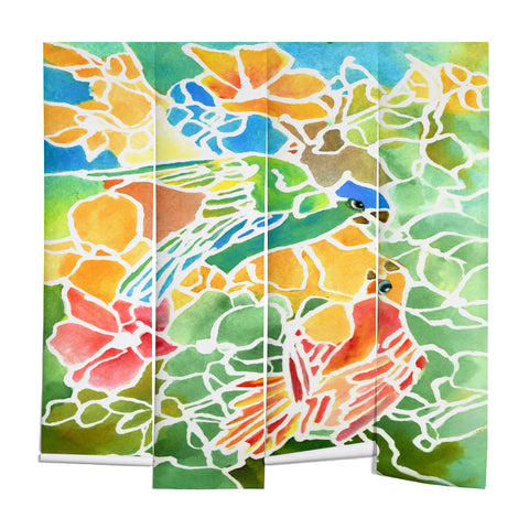 Rosie Brown Parakeets Stain Glass Wall Mural