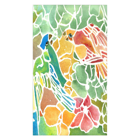 Rosie Brown Parakeets Stain Glass Tablecloth