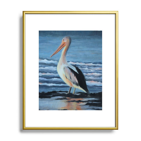 Rosie Brown Pelican Wading 2 Metal Framed Art Print