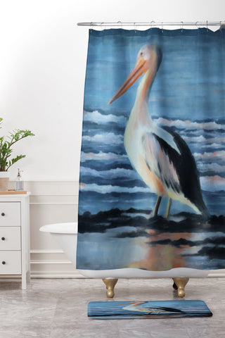 Rosie Brown Pelican Wading 2 Shower Curtain And Mat
