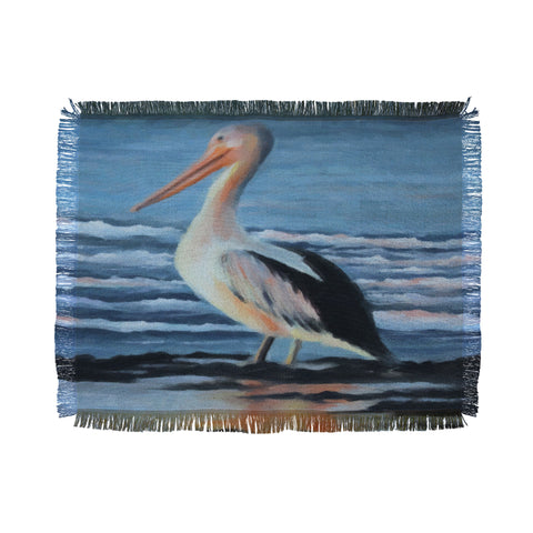 Rosie Brown Pelican Wading 2 Throw Blanket