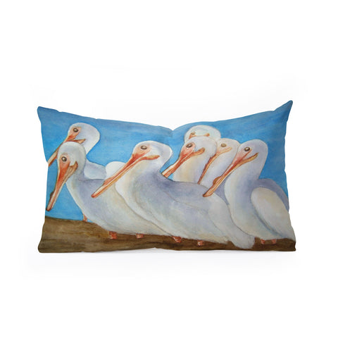 Rosie Brown Pelicans On Parade Oblong Throw Pillow