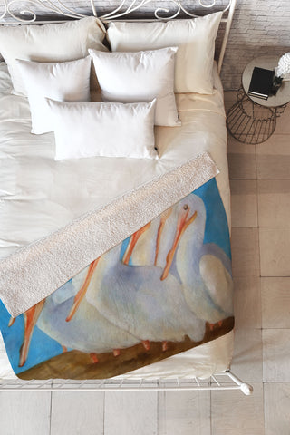 Rosie Brown Pelicans On Parade Fleece Throw Blanket
