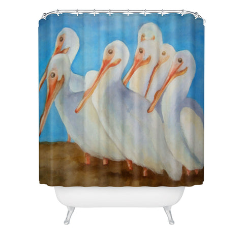 Rosie Brown Pelicans On Parade Shower Curtain
