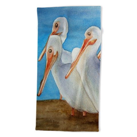 Rosie Brown Pelicans On Parade Beach Towel