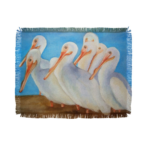 Rosie Brown Pelicans On Parade Throw Blanket