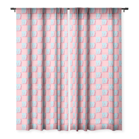 Rosie Brown Pink Seaweed Quilt Sheer Window Curtain