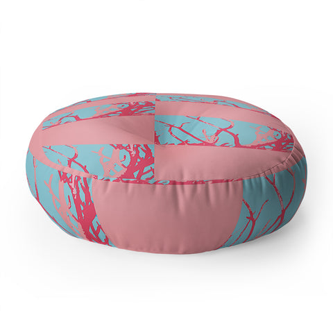 Rosie Brown Pink Seaweed Quilt Floor Pillow Round