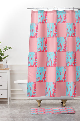 Rosie Brown Pink Seaweed Quilt Shower Curtain And Mat