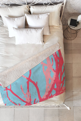 Rosie Brown Pink Seaweed Fleece Throw Blanket