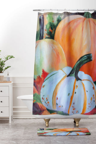 Rosie Brown Pumpkin Patch Shower Curtain And Mat