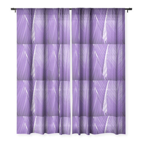 Rosie Brown Purple Palms Sheer Window Curtain