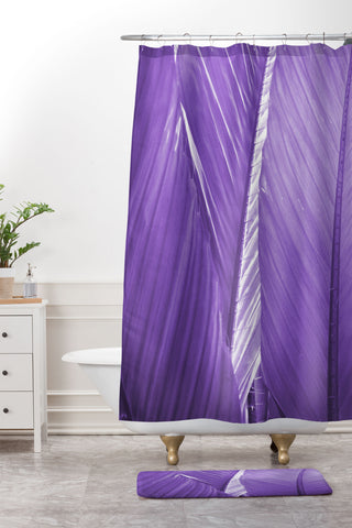 Rosie Brown Purple Palms Shower Curtain And Mat