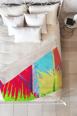 Rosie Brown Rainbow Palms Fleece Throw Blanket
