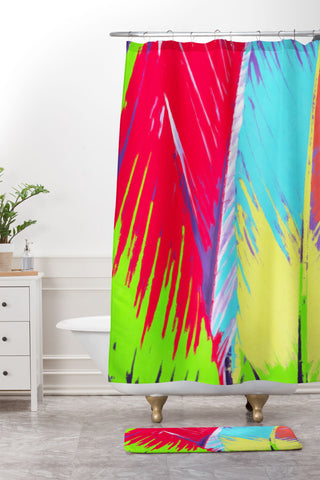 Rosie Brown Rainbow Palms Shower Curtain And Mat