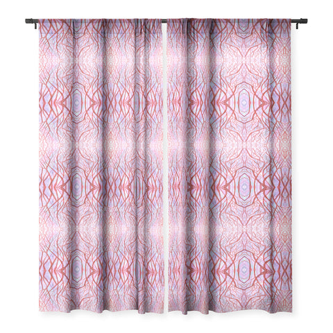 Rosie Brown Red Coral Sheer Window Curtain