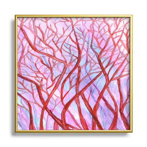 Rosie Brown Red Coral Square Metal Framed Art Print