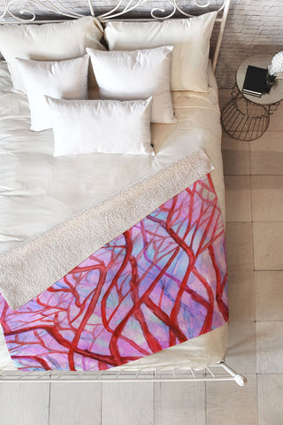 Rosie Brown Red Coral Fleece Throw Blanket