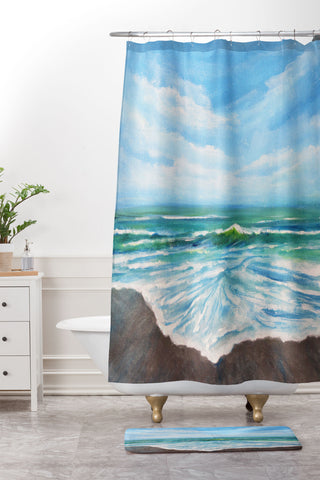 Rosie Brown Seashore Foam Shower Curtain And Mat