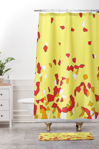 Rosie Brown Shredded Pieces Shower Curtain And Mat