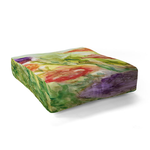 Rosie Brown Summer Flowers Floor Pillow Square