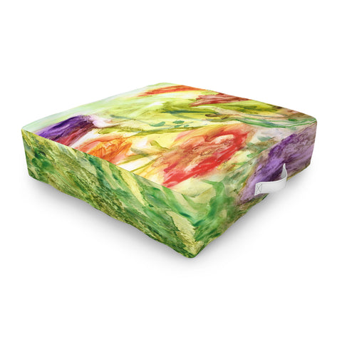 Rosie Brown Summer Flowers Outdoor Floor Cushion
