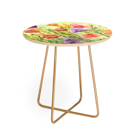Rosie Brown Summer Flowers Round Side Table
