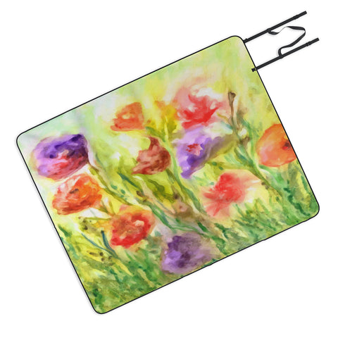 Rosie Brown Summer Flowers Picnic Blanket