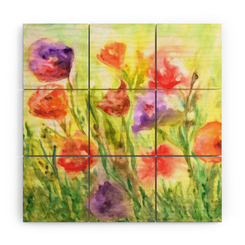 Rosie Brown Summer Flowers Wood Wall Mural