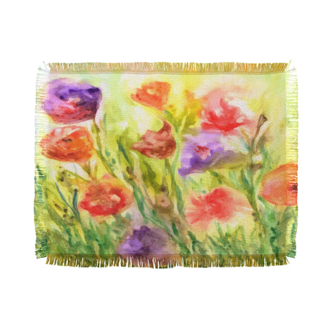 Rosie Brown Summer Flowers Throw Blanket