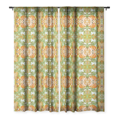 Rosie Brown Summer in Orange Sheer Window Curtain