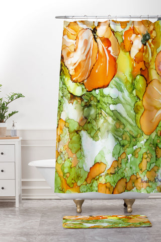 Rosie Brown Summer in Orange Shower Curtain And Mat