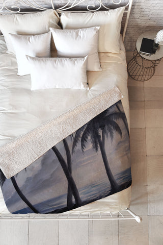 Rosie Brown Sunset Palms Fleece Throw Blanket