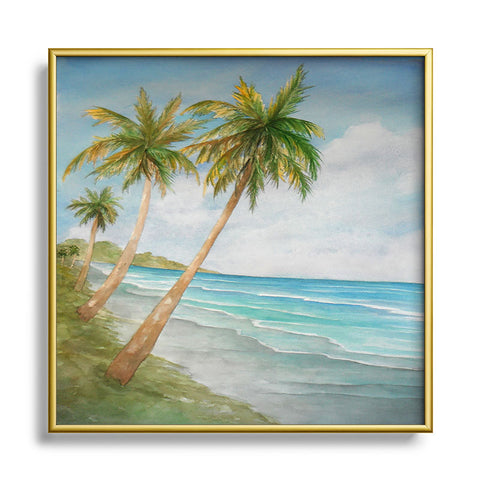 Rosie Brown Swaying Palms Metal Square Framed Art Print