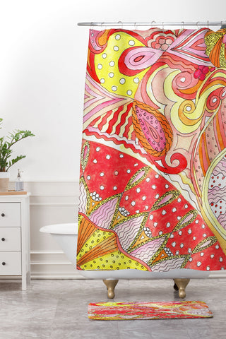 Rosie Brown Swirls Shower Curtain And Mat