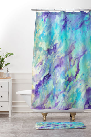 Rosie Brown Tempting Turquoise Shower Curtain And Mat