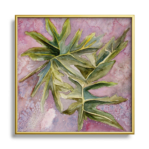 Rosie Brown Tropical Foliage Square Metal Framed Art Print